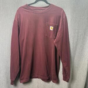 Carhartt Men's M Loose Fit Front Pocket Maroon Burgundy Long Sleeve‎ Shirt